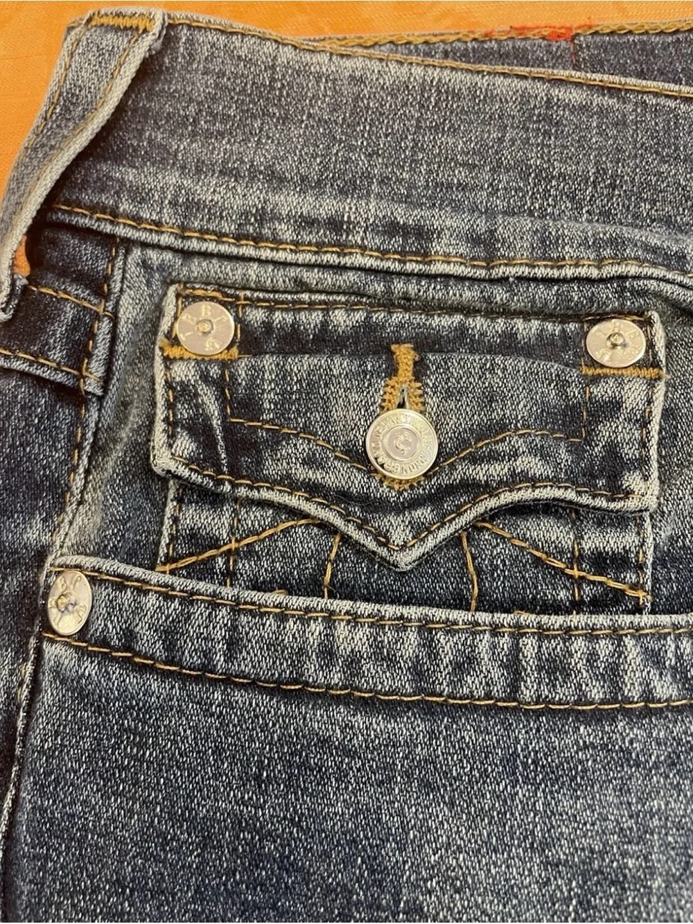Y2K True Religion Jeans Rocco Relaxed Skinny Size 40 Blue Distressed Denim - Picture 7 of 14